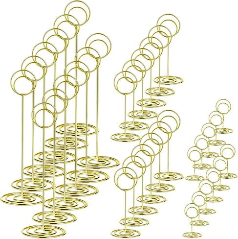 36 PCS Gold Table Number Holders 3 Sizes Round Metal Place Card Holders for Wedding Party Office Memo Photo Display in Kuwait