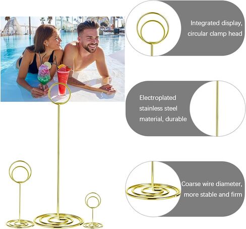 36 PCS Gold Table Number Holders 3 Sizes Round Metal Place Card Holders for Wedding Party Office Memo Photo Display in Kuwait