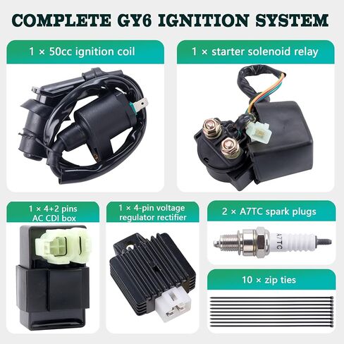 AC CDI Ignition Coil Relay Voltage Regulator Spark Plug Compatible with Tomberlin Crossfire 150R Spiderbox 150cc Go Karts Parts GY6 150cc Engine Scooter Moped Hammerhead GTS American Sportworks 150 in Kuwait