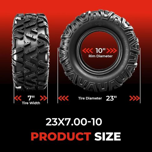 ATV/UTV Tires 23x7-10,All-Terrain Mud Tires 23x7x10,4-Ply,Non-Directional Tread,Tubeless,Set of 2 in Saudi Arabia