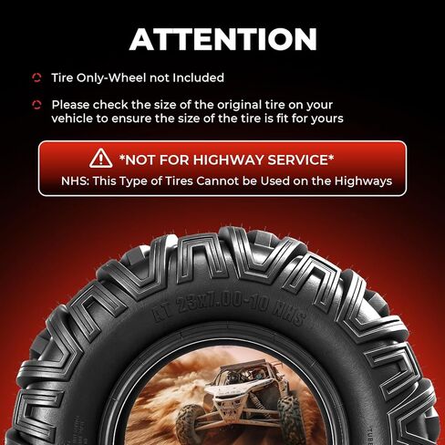 ATV/UTV Tires 23x7-10,All-Terrain Mud Tires 23x7x10,4-Ply,Non-Directional Tread,Tubeless,Set of 2 in Saudi Arabia