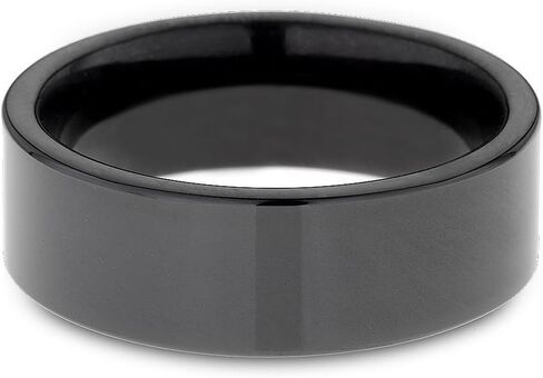 Designer Flat High Polished Luxurious Mens Black Tungsten Carbide Ring (10mm) in Kuwait