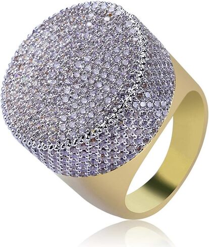 مثلج خارج شخصية الموضة عصابة رأس كبيرة 18K مطلية بالذهب بلينغ تشيكوسلوفاكيا مقلد الماس الهيب هوب الدائري للرجال النساء in Kuwait