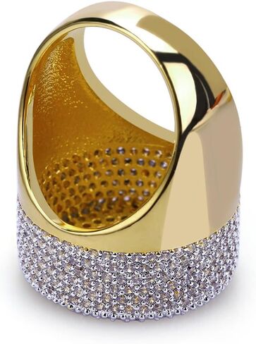 مثلج خارج شخصية الموضة عصابة رأس كبيرة 18K مطلية بالذهب بلينغ تشيكوسلوفاكيا مقلد الماس الهيب هوب الدائري للرجال النساء in Kuwait