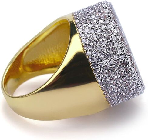 مثلج خارج شخصية الموضة عصابة رأس كبيرة 18K مطلية بالذهب بلينغ تشيكوسلوفاكيا مقلد الماس الهيب هوب الدائري للرجال النساء in Kuwait