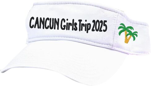 Custom Text Palm Tree Visor Hat Cap, Embroidered Personalized Name Monogram Monogrammed, Cabo Cancun Cruise Beach Trip Vacation Girls Trip Maui Florida Orlando Key West Miami Myrtle Beach Spring Break in Kuwait