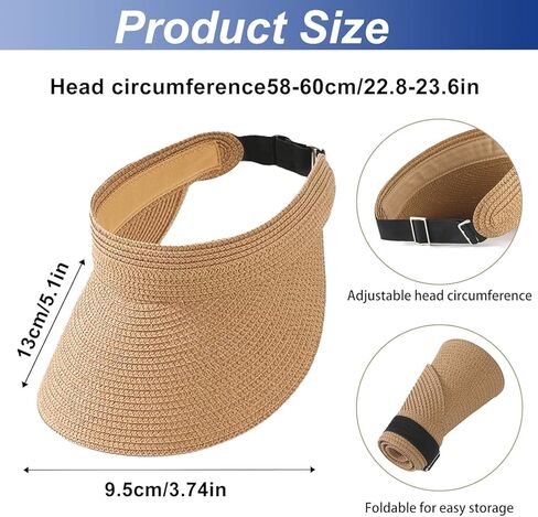 3 عبوات من القش قبعة للوقاية من الشمس للنساء في الصيف للحماية من الأشعة فوق البنفسجية بحافة واسعة على شكل ذيل حصان من القش قبعة الشاطئ للسيدات على طراز قبعة الجولف أقنعة الشمس باللون الأسود in Kuwait
