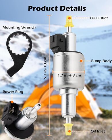 Diesel Heater Fuel Pump w/Double Filter 12V, 2KW 5KW 8KW Chinese Diesel Parking Heater Pump Replacement, Quiet Air Diesel Heater Part for Webasto Eberspacher, 22ML Pulse in Saudi Arabia