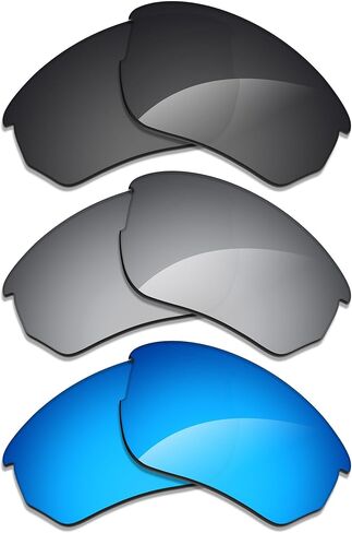 Alphax 3 Pair Polarized Replacement Lenses for Oakley Flak Beta OO9363 64mm Sunglasses- Black+Titanium+Blue in Saudi Arabia