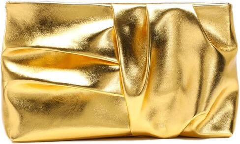 Ruched Gold Clutch Purse for Women Pu Leather Evening Bag Unique Crossbody Handbag for Wedding Party Prom in Saudi Arabia