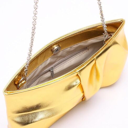 Ruched Gold Clutch Purse for Women Pu Leather Evening Bag Unique Crossbody Handbag for Wedding Party Prom in Saudi Arabia