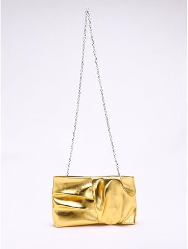 Ruched Gold Clutch Purse for Women Pu Leather Evening Bag Unique Crossbody Handbag for Wedding Party Prom in Saudi Arabia