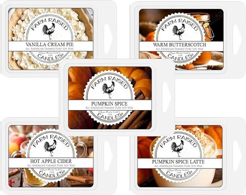 Farm Raised Candles, Farmhouse Christmas Wax Melts, 5 Pack, Hot Cocoa, Frosted Pine, Apple Cinnamon, Peppermint Crumble Cookie Holiday Wax Warmer Melts in Kuwait
