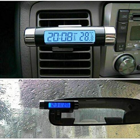 Car Thermometer Clock 2 in 1 Clock Small and Portable LCD Monitor Automotive BacklightClip-on Digital in Saudi Arabia