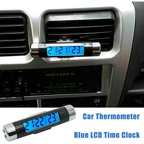 Car Thermometer Clock 2 in 1 Clock Small and Portable LCD Monitor Automotive BacklightClip-on Digital in Saudi Arabia