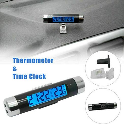 Car Thermometer Clock 2 in 1 Clock Small and Portable LCD Monitor Automotive BacklightClip-on Digital in Saudi Arabia