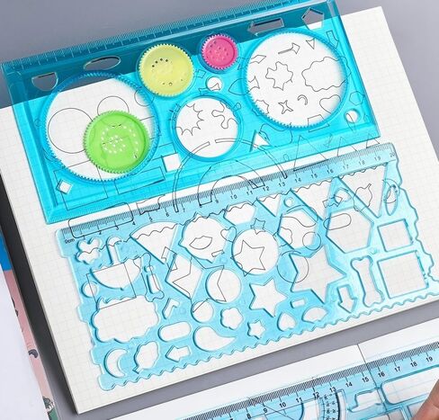 3 Pcs Ruler Set Variety Ruler Set, Geometric Drawings Templates, Drawing Stencils, Circle Template for Drawing, Drafting Tools for Architecture, Studying, Office, Designing(Plastic-Blue) in Saudi Arabia