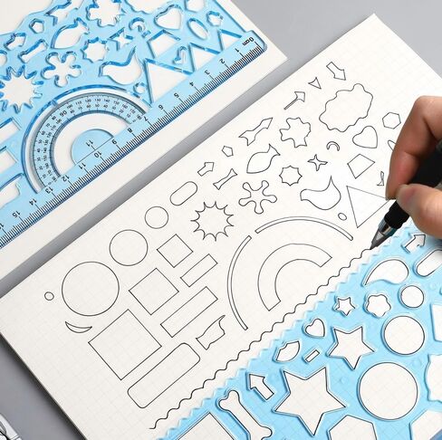 3 Pcs Ruler Set Variety Ruler Set, Geometric Drawings Templates, Drawing Stencils, Circle Template for Drawing, Drafting Tools for Architecture, Studying, Office, Designing(Plastic-Blue) in Saudi Arabia