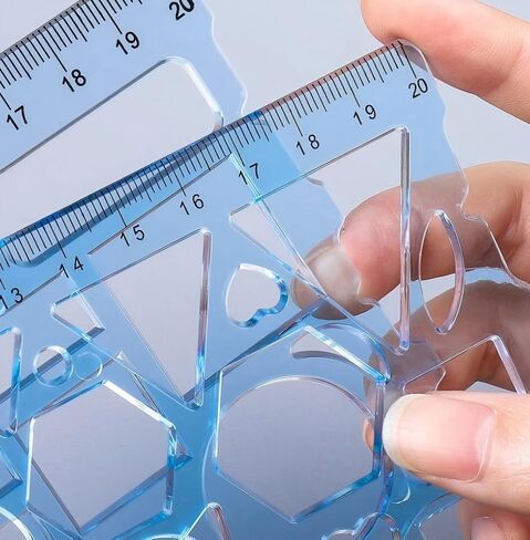 3 Pcs Ruler Set Variety Ruler Set, Geometric Drawings Templates, Drawing Stencils, Circle Template for Drawing, Drafting Tools for Architecture, Studying, Office, Designing(Plastic-Blue) in Saudi Arabia