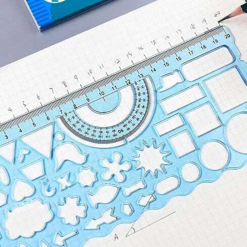 3 Pcs Ruler Set Variety Ruler Set, Geometric Drawings Templates, Drawing Stencils, Circle Template for Drawing, Drafting Tools for Architecture, Studying, Office, Designing(Plastic-Blue) in Saudi Arabia