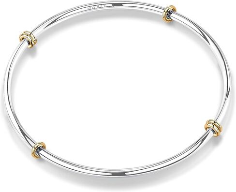 NOKMIT Triple Interlocked Stackable Bangle Bracelets for Women 3-Pack Two-Tone High Polished Stainless Steel Bangle Set Classic Plain Thin Non-Tarnish Gold&Silver in Kuwait