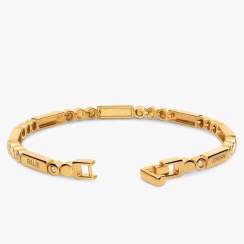 مجموعة أساور OAK & LUNA Dot - أساور منقوشة من فيرميل الذهب والفضة الاسترليني - أساور متراصة مخصصة مع لمسات ماسية اختيارية in Kuwait