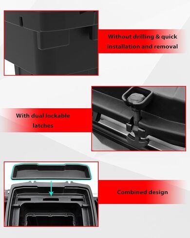 SAUTVS 22L Rear Cargo Box for Polaris Ranger XD 1500/CREW 2024+, Removable Rear Bed Storage Box Waterproof Bed Storage Bin for Polaris Ranger CREW/1500 XD Premium/Northstar 2024 2025 Accessories in Saudi Arabia