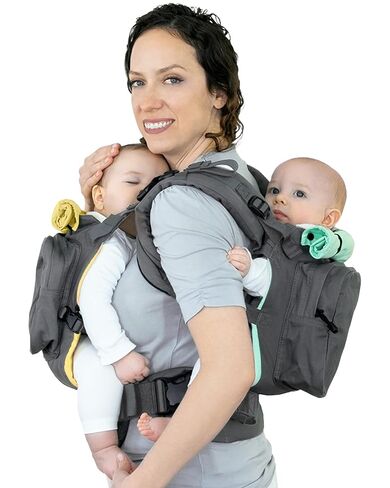 TwinGo Original Baby Carrier (Black, Blue & Orange) - Fully Adjustable Tandem Carrier and Separates into 2 Single Carriers for Men, Woman, Twins and Babies 10-45 lbs in Kuwait
