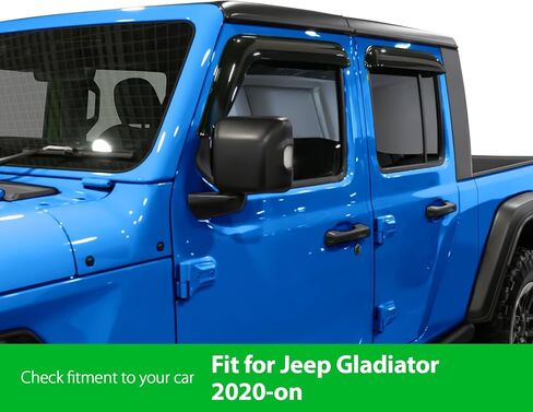 عاكسات النوافذ المقاومة للكسر من Goodyear لسيارة Jeep Gladiator 2020-2026، واقيات المطر الشريطية، واقيات النوافذ، واقي عاكس التهوية، ملحقات السيارة، 4 قطع. -GY008524 in Kuwait