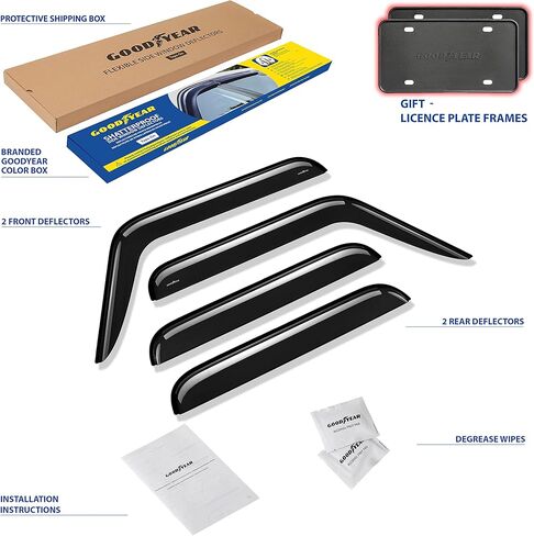 عاكسات النوافذ المقاومة للكسر من Goodyear لسيارة Jeep Gladiator 2020-2026، واقيات المطر الشريطية، واقيات النوافذ، واقي عاكس التهوية، ملحقات السيارة، 4 قطع. -GY008524 in Kuwait