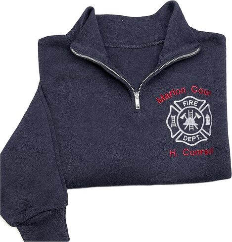 UrbanNEST Personalized Embroidered Firefighter Quarter Zip Sweatshirt, Fire Fighter Sweatshirts for Men, EMS Gifts, Christmas in Saudi Arabia
