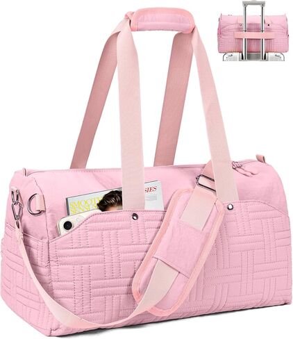 Travel Duffle Bag, Weekender Bags for Women, Quilted Carry On Tote Bags with Laptop Compartment for Travel, Gym, Yoga, Work, Overnight, Weekend, Water Resistant, Purple in Kuwait