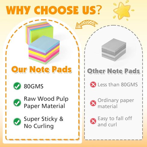 (60 Pack) Sticky Notes 1.5x2 Inches, 12 Bright Colors Self-Stick Note Pads Premium Mini Sticky Notes, Bulk Sticky Notes Pads for School, Office, Home in Kuwait