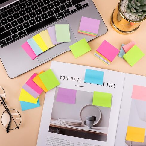 (60 Pack) Sticky Notes 1.5x2 Inches, 12 Bright Colors Self-Stick Note Pads Premium Mini Sticky Notes, Bulk Sticky Notes Pads for School, Office, Home in Kuwait