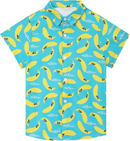 الأولاد قميص هاواي صيفي كم قصير عادية زر أسفل الشاطئ ألوها قميص الاطفال الصيف هاواي قمصان 5-14 سنة الاستوائية in Kuwait