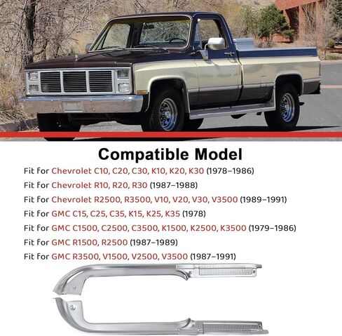 مجموعة واقيات عتبة الباب متوافقة مع سيارة تشيفي جي إم سي C10 C20 C30 R10 R20 R30 R1500 R2500 R3500 بيك اب 1978-1987، لوحات عتبة الباب الألومنيوم (مجموعة من 4 قطع) in Kuwait
