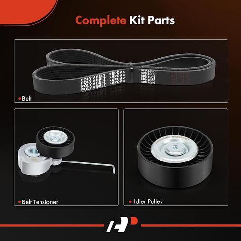 A-Premium Engine Serpentine Belt Drive Kit Compatible with Volvo XC60 2010-2015 3.0L 3.2L, XC90 2007-2014 3.2L, S60 2011-2013 3.0L, XC70 2008-2015, S80 2007-2015, V70 2008-2010 in Kuwait