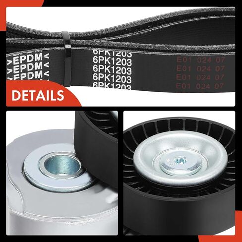 A-Premium Engine Serpentine Belt Drive Kit Compatible with Volvo XC60 2010-2015 3.0L 3.2L, XC90 2007-2014 3.2L, S60 2011-2013 3.0L, XC70 2008-2015, S80 2007-2015, V70 2008-2010 in Kuwait