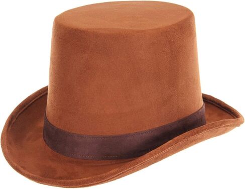 Brown Suede Coachman Hat - Faux Suede Finish with Ribbon Detail, Adjustable Fit, Costume Headwear in Saudi Arabia
