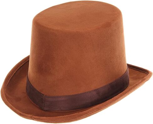 Brown Suede Coachman Hat - Faux Suede Finish with Ribbon Detail, Adjustable Fit, Costume Headwear in Saudi Arabia
