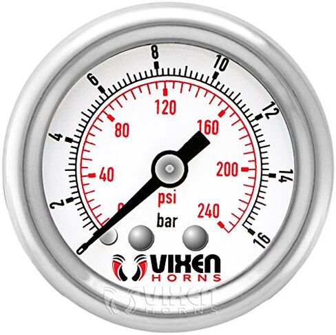 Vixen Horns 240 PSI Air Pressure Gauge 1/4" NPT for Train/Air Horn Tanks Chrome VXA7240C in Saudi Arabia