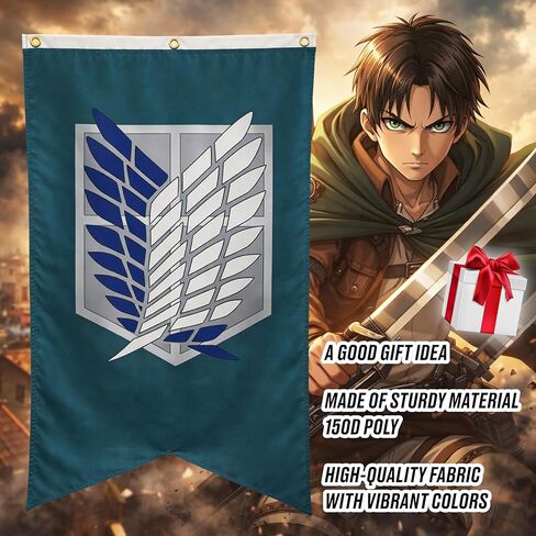 RARELEMON Attack On Titan Scout Regiment Logo نسيج معلق على الحائط مقاس 30 بوصة × 50 بوصة in Kuwait