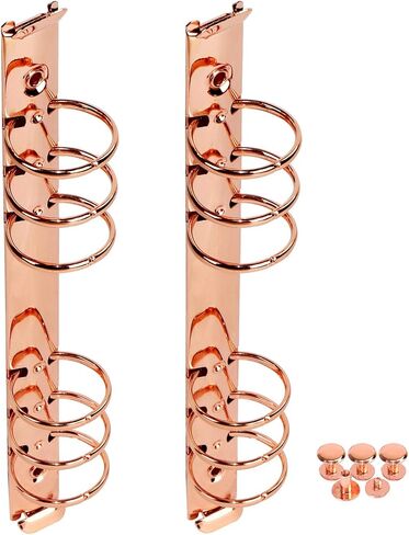 Multibey A5 6-Ring Rose Gold Binder Ring Mechanisms 2PCS، حلقة مستديرة ملزمة أشواك أمشاط استبدال لدفتر ملاحظات A5 فضفاض (قطر الحلقة A5-30 مم، ذهبي وردي) in Kuwait