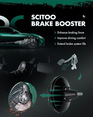 معزز فرامل الطاقة الكهربائية من SCITOO لسيارة Mitsubishi Lancer L4 2.0L 2008-2011، Lancer L4 2.4L 2009-2011، Outlander L4 2.4L 2008-2010، Outlander V6 3.0L 2007-2010، استبدال 53-8387، بدون أسطوانة رئيسية in Kuwait