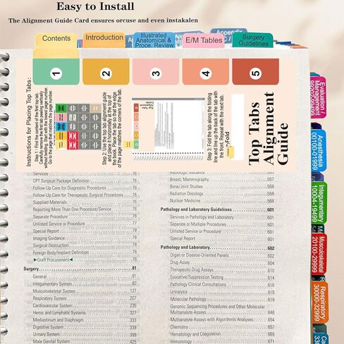 علامات تبويب فهرس جديدة مطورة لـ CPT Professional 2026، علامات تبويب كتاب رموز CPT 2026 مرمزة بالألوان ومغلفة، سهلة التركيب، مع علامات الصفحة ودليل المحاذاة والإشارة المرجعية (الكتاب غير متضمن) in Kuwait