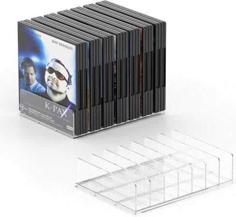 رف عرض أقراص مضغوطة من الأكريليك، وحامل أقراص DVD شفاف وحامل عرض تسجيلات الفينيل، ومنظم تخزين يحمل ما يصل إلى 14 علبة أقراص مضغوطة قياسية (1) in Saudi Arabia