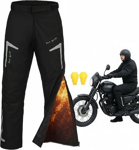 سروال دراجة نارية للرجال CE المستوى 1 درع - سروال شتوي مقاوم للرياح لركوب الدراجات النارية مع بطانة حرارية in Kuwait