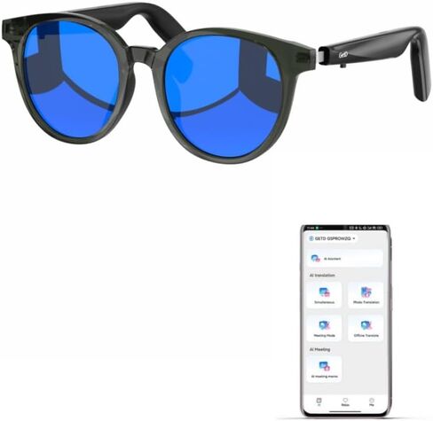 نظارات GetD AI للرجال والنساء، نظارات ذكية مدعومة من ChatGPT مع ترجمة 145 لغة، وتصفية الضوء الأزرق، والعدسات المستقطبة والفوتوكروميك، وتشغيل الموسيقى لمدة 11 ساعة للسفر والاستخدام اليومي، 2026 جديد in Kuwait
