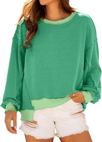FAIMILORY Womens Oversized Reverse Seam crewneck long sleeve color block Pullover Tops casual loose sweatshirt Y2K Clothes in Saudi Arabia