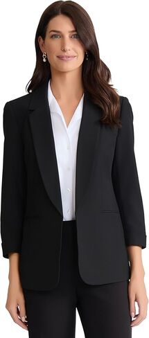 Jones New York Women's Notched Collar Jacket W/Rolled Sleeves in Saudi Arabia